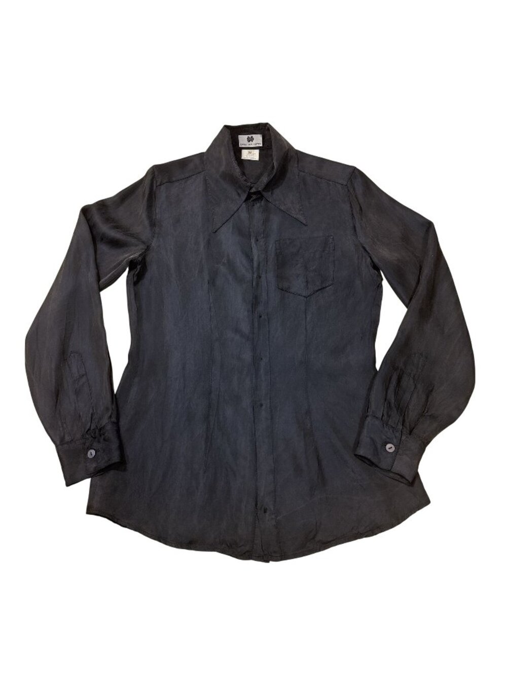 Dries Van Noten Women's Black Rayon Button Front Blouse Belgium Size 38